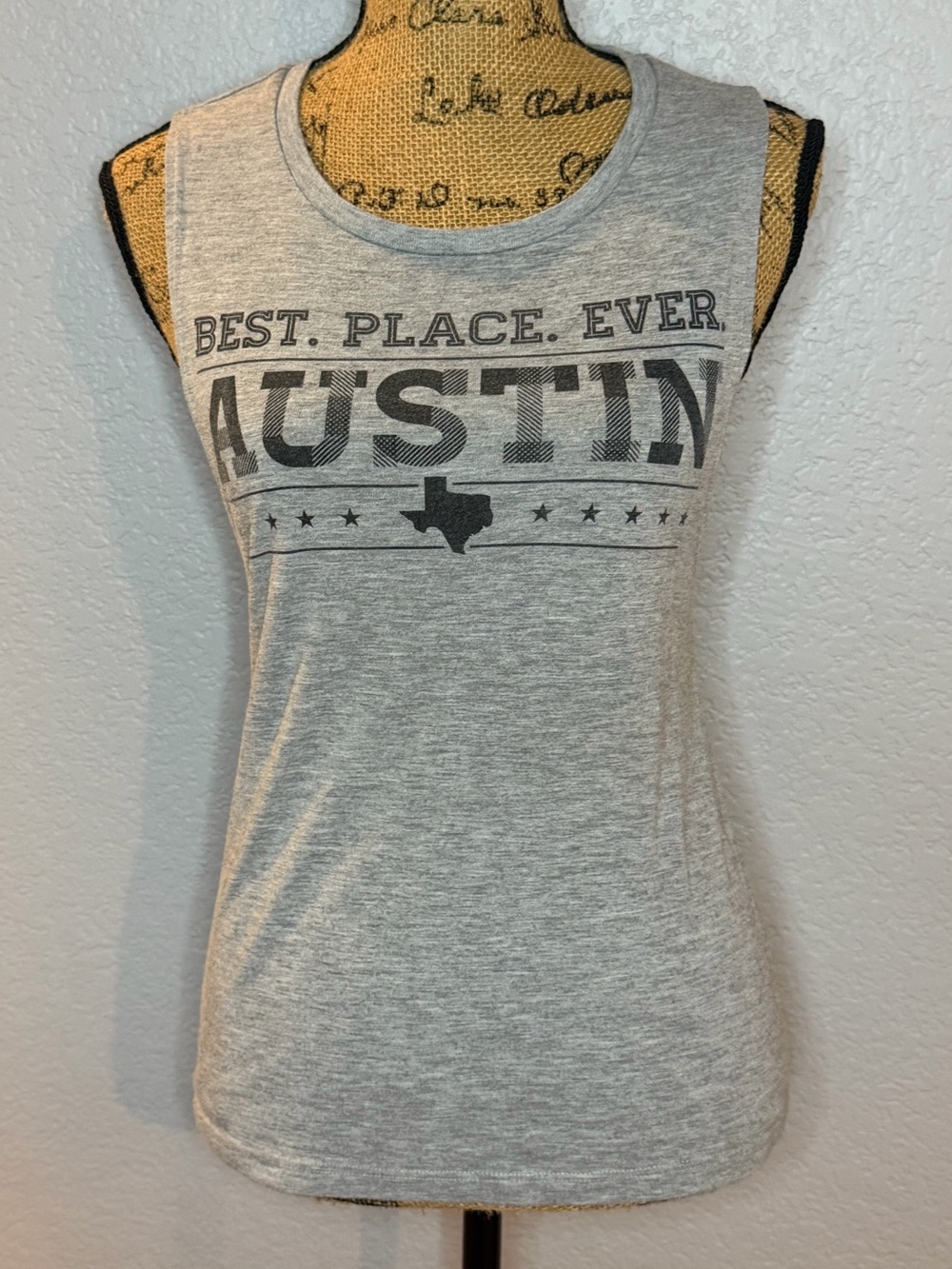 Austin Graphic Tank Top - Gray Sleeveless Tee